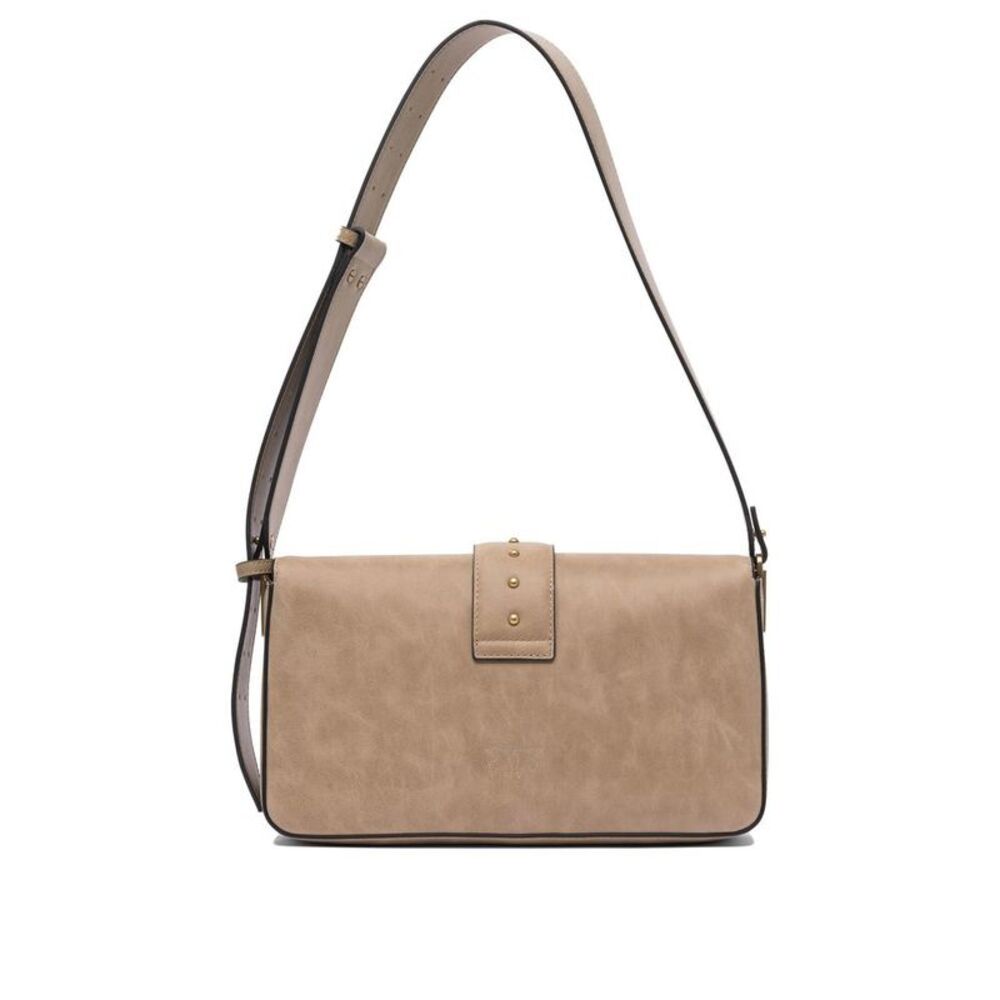 PINKO Love Birds Leather Shoulder Bag Women Beige Crossbody - Picture 3 of 5